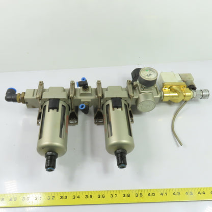 SMC AFD40-04D AFM40-04D Air Filter Regulator Combo W/ Solenoid Valve 24VDC