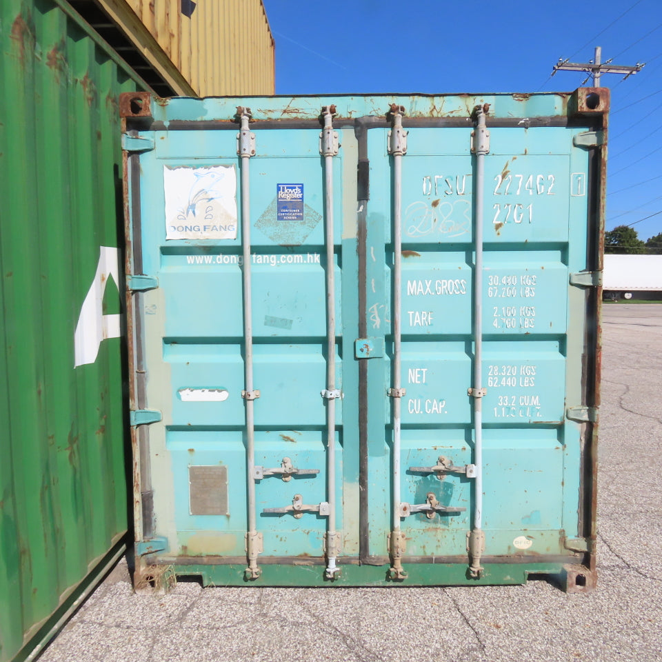 20' Standard Height End Door Shipping Container 90" H x 92" W Opening