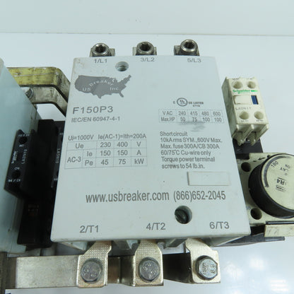 US Breaker Inc. F150P3 150A 3-Pole Reversing Contactor Assembly 600VAC
