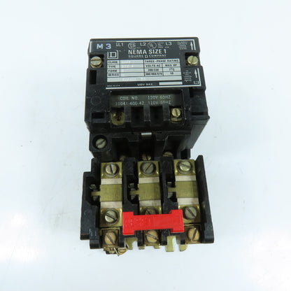 Square D 8536SCO3 NEMA Size 1 3-Pole Magnetic Motor Starter 600V