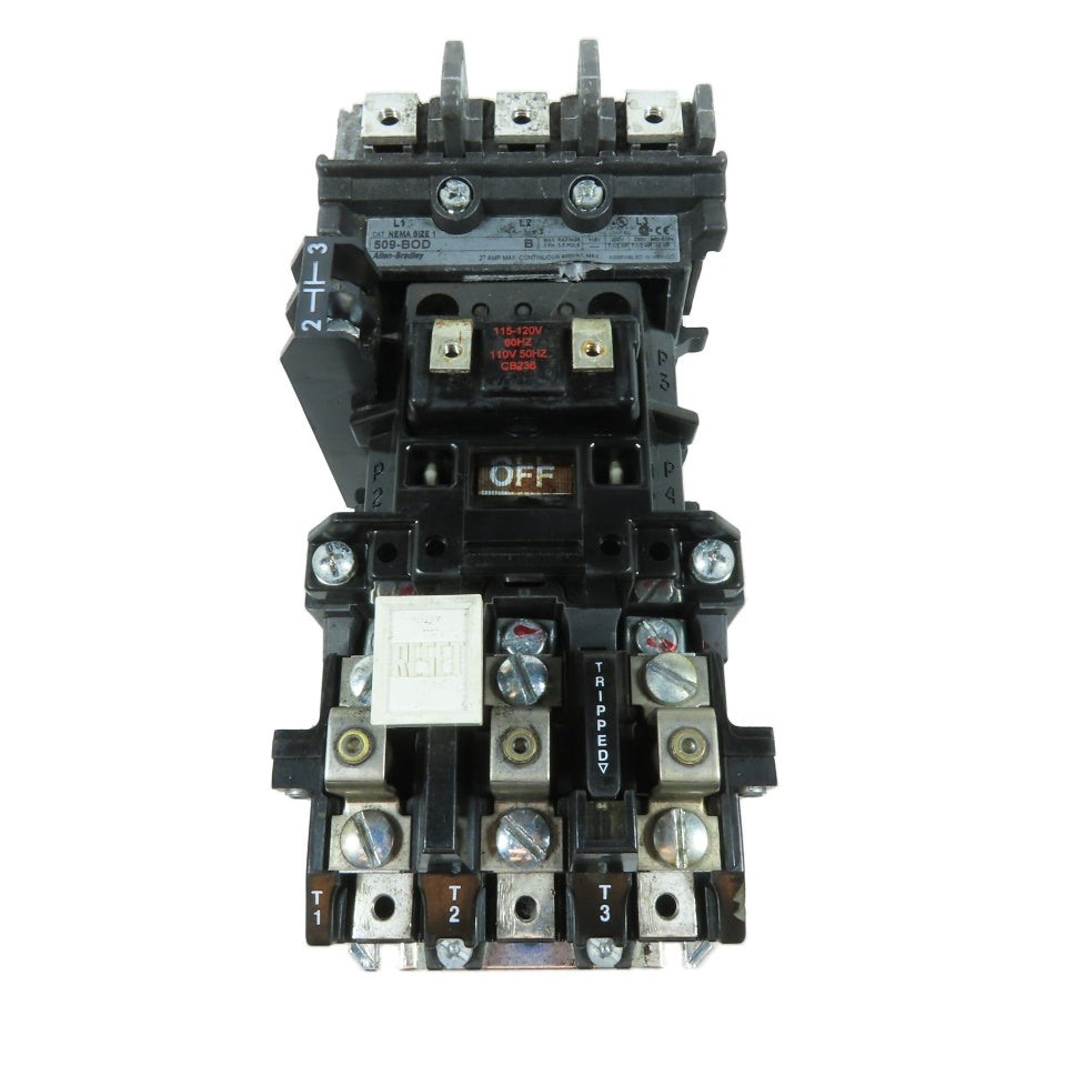 Allen-Bradley 509-BOD 27A 3-Pole NEMA Size 1 Motor Starter 600VAC