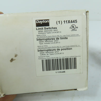 Dayton 11X445 Heavy Duty Rotary Head Limit Switch SPDT 600VAC