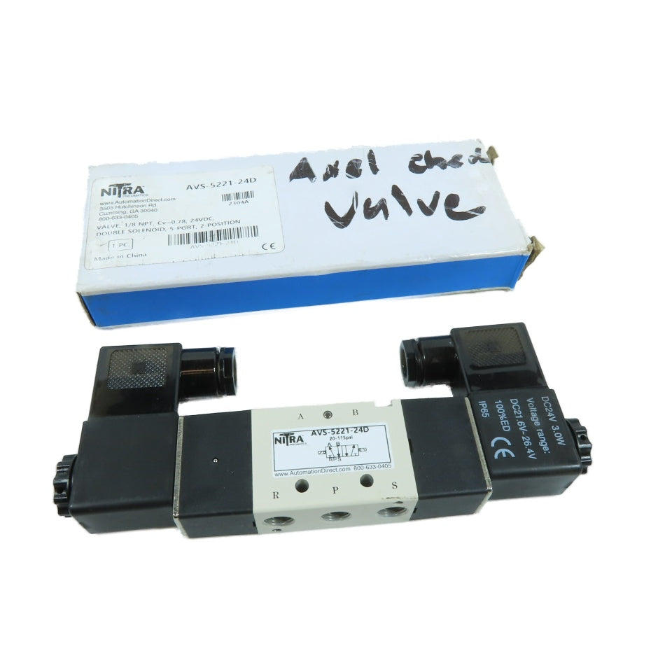 NITRA AVS-5221-24D Double Solenoid 5-Port 2-Position Pneumatic Valve 24VDC