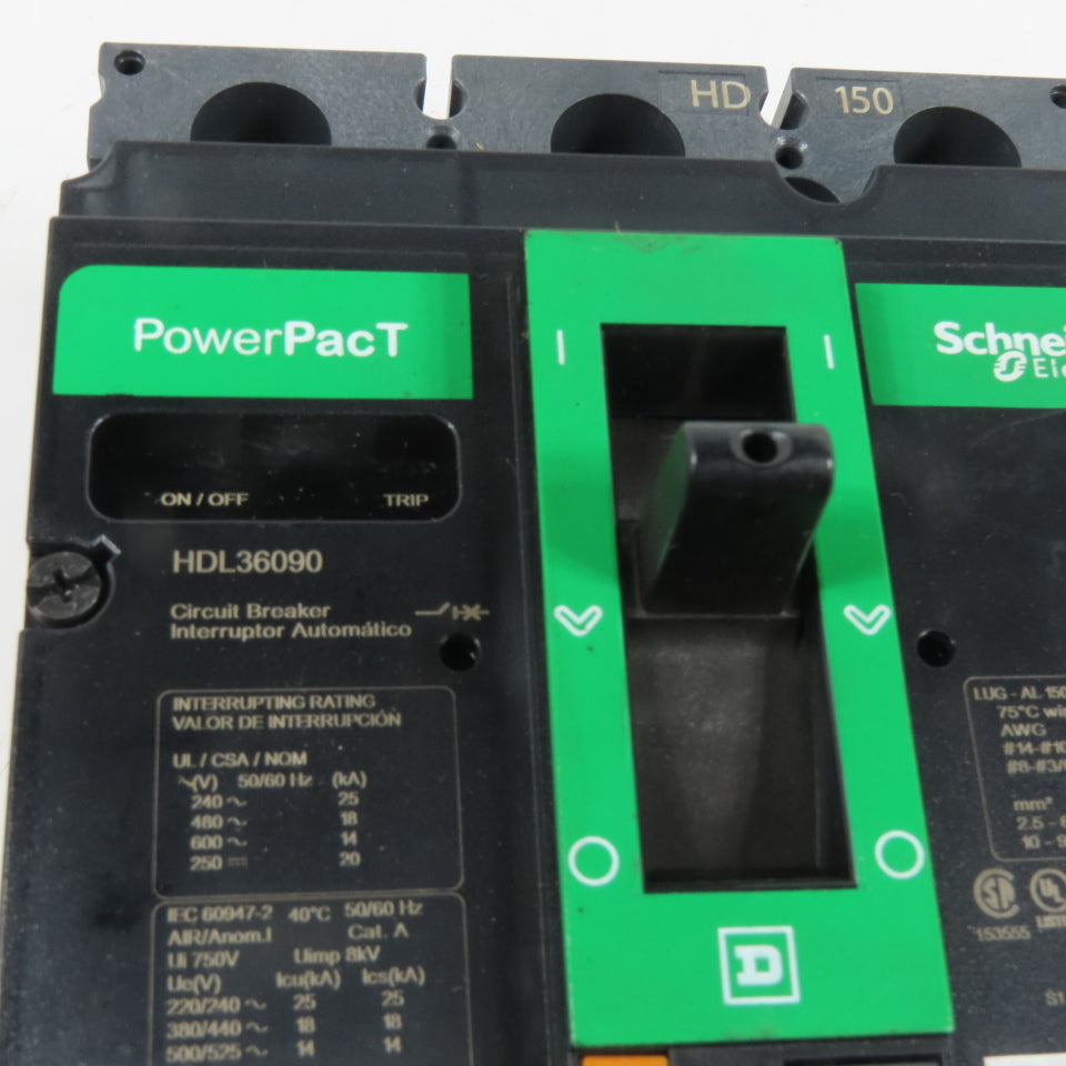Square D HDL36090 90A 3-Pole Molded Case Circuit Breaker 600VAC