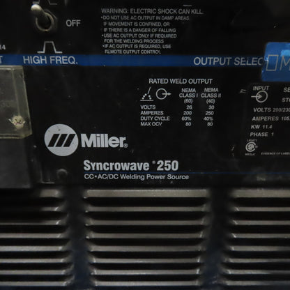 Miller 903056 Syncrowave 250 1Ph AC/DC TIG Stick Welder W/Bernard Coolant System