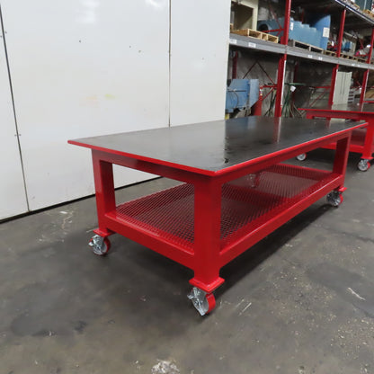 96" x 48" New Rolling Welding Table Work Bench 1" Steel Top W/ Shelf 34" Tall