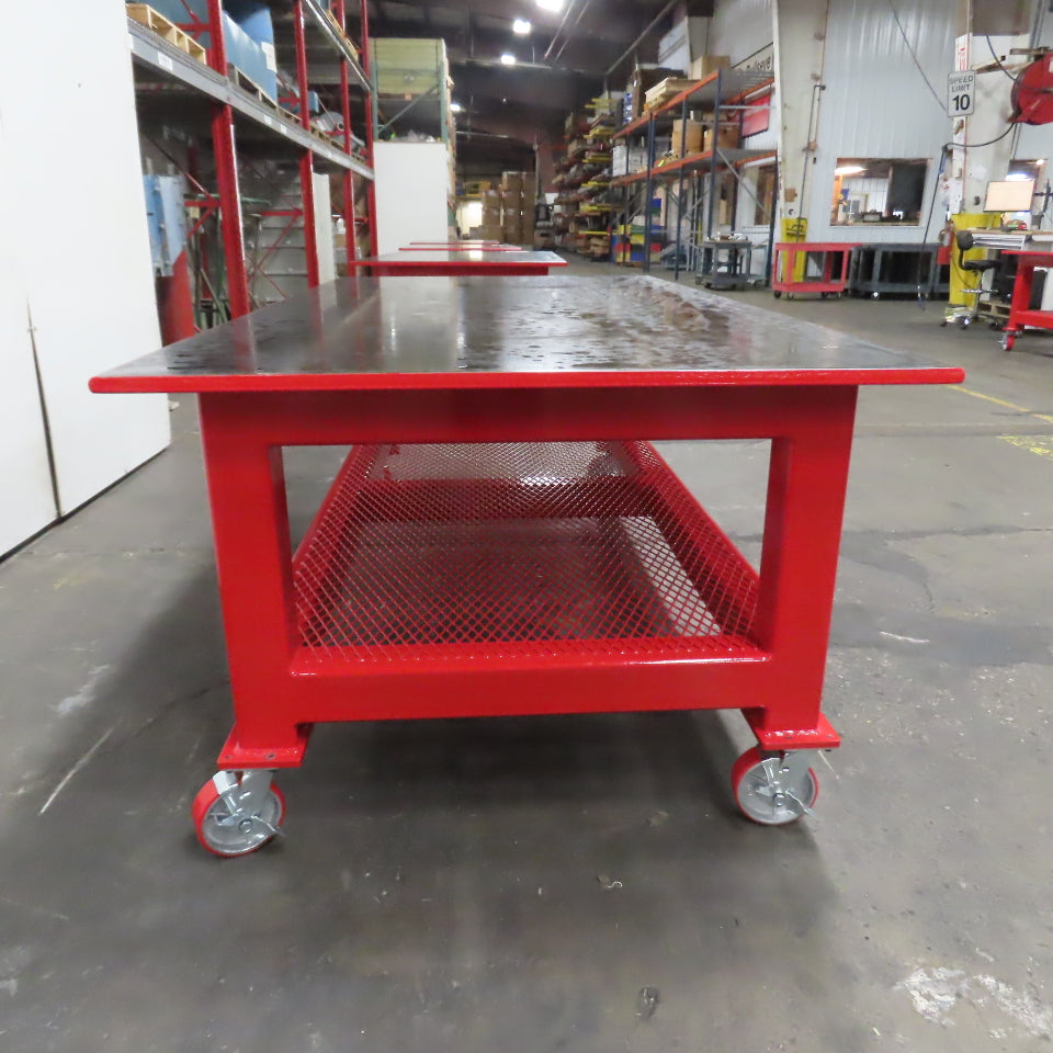 96" x 48" New Rolling Welding Table Work Bench 1" Steel Top W/ Shelf 34" Tall