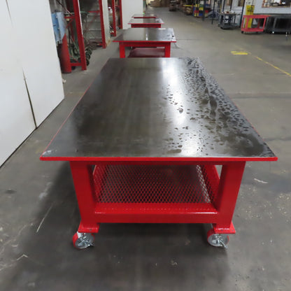 96" x 48" New Rolling Welding Table Work Bench 1" Steel Top W/ Shelf 34" Tall