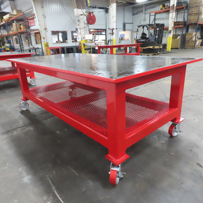 96" x 48" New Rolling Welding Table Work Bench 1" Steel Top W/ Shelf 34" Tall