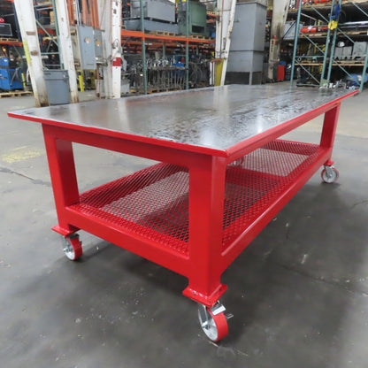 96" x 48" New Rolling Welding Table Work Bench 1" Steel Top W/ Shelf 34" Tall