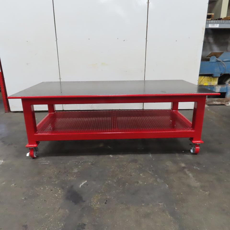 96" x 48" New Rolling Welding Table Work Bench 1" Steel Top W/ Shelf 34" Tall