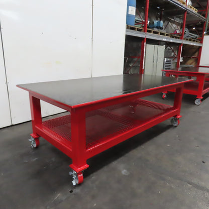 96" x 48" New Rolling Welding Table Work Bench 1" Steel Top W/ Shelf 34" Tall