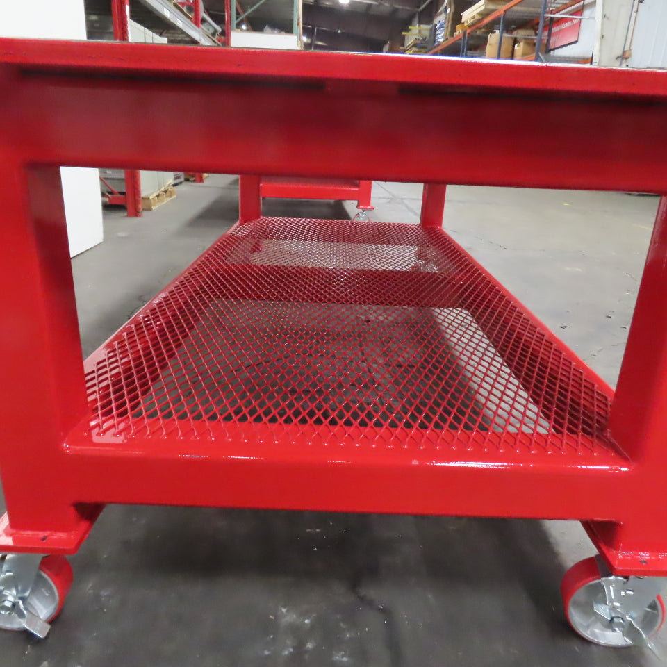 96" x 48" New Rolling Welding Table Work Bench 1" Steel Top W/ Shelf 34" Tall