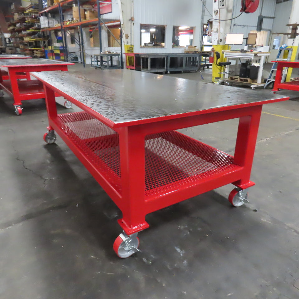 96" x 48" New Rolling Welding Table Work Bench 1" Steel Top W/ Shelf 34" Tall