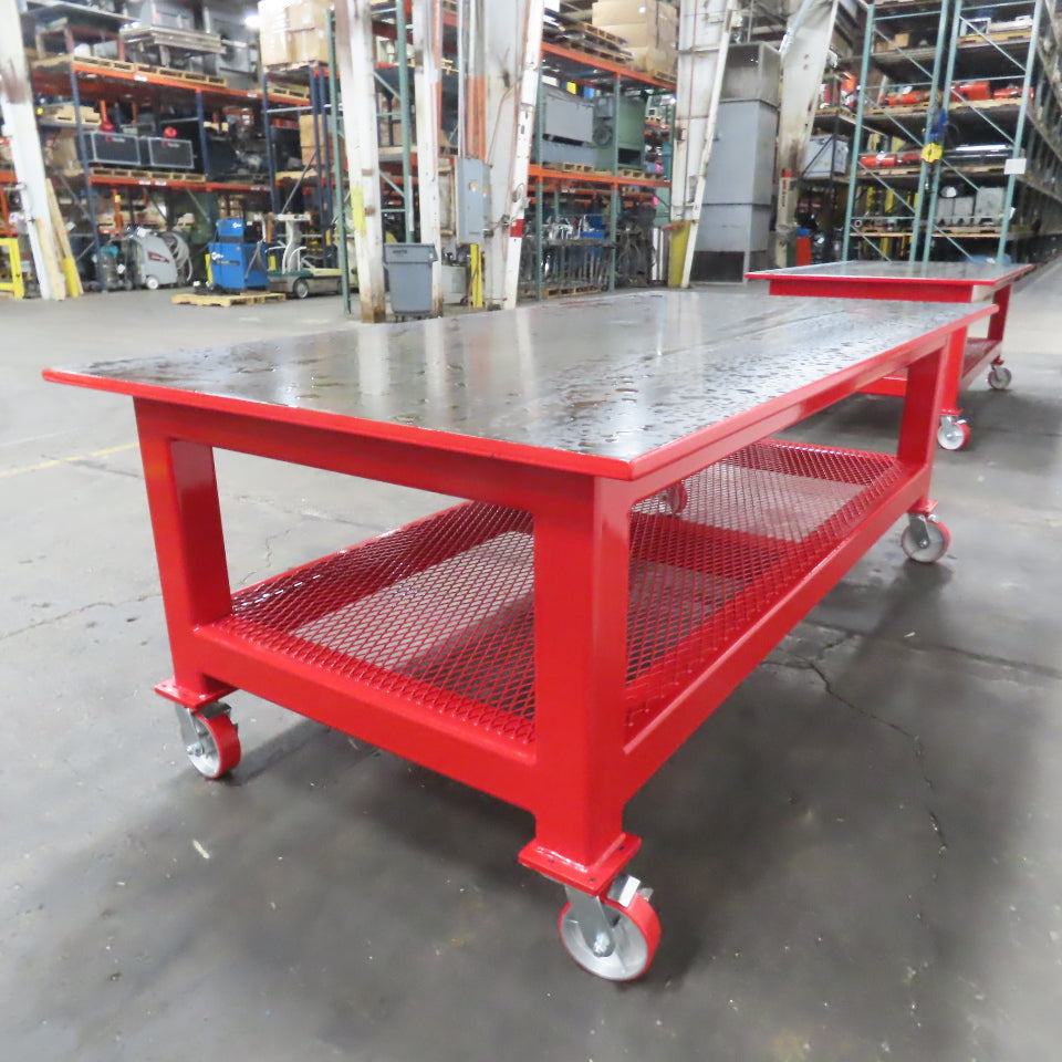 96" x 48" New Rolling Welding Table Work Bench 1" Steel Top W/ Shelf 34" Tall