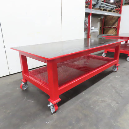 96" x 48" New Rolling Welding Table Work Bench 1" Steel Top W/ Shelf 34" Tall
