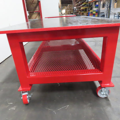 96" x 48" New Rolling Welding Table Work Bench 1" Steel Top W/ Shelf 34" Tall