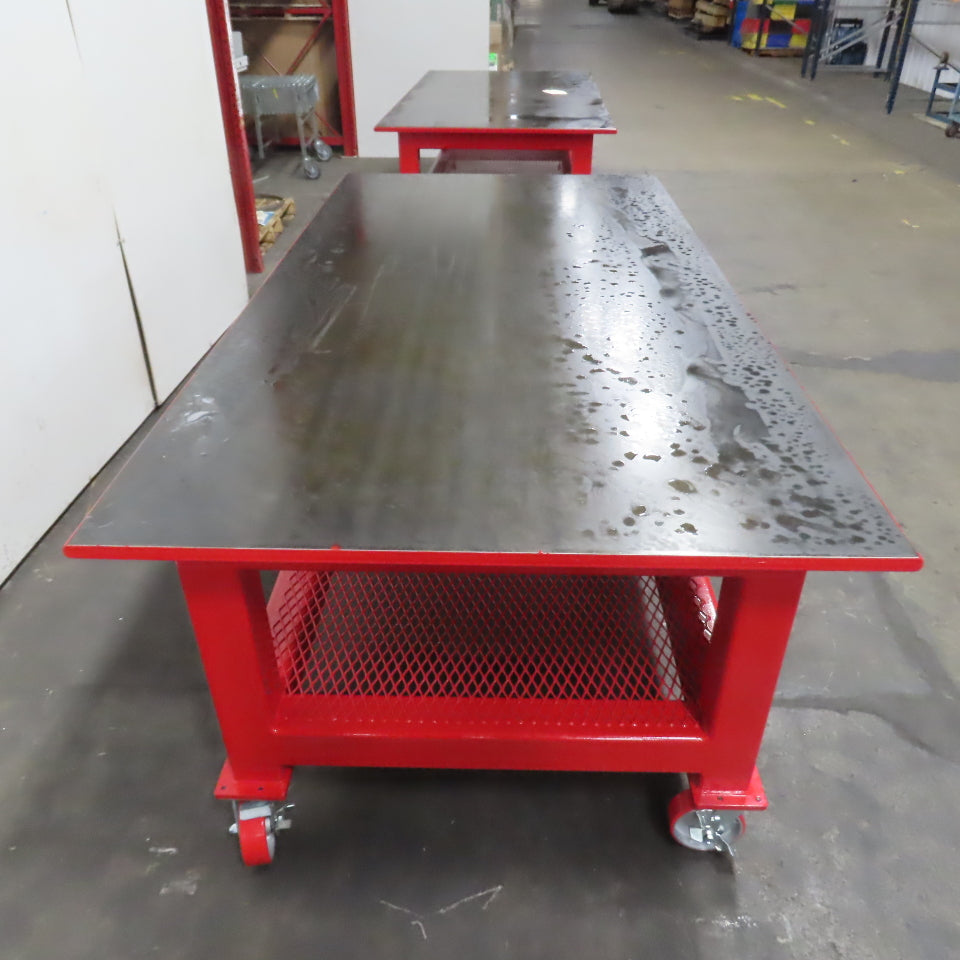 96" x 48" New Rolling Welding Table Work Bench 1" Steel Top W/ Shelf 34" Tall
