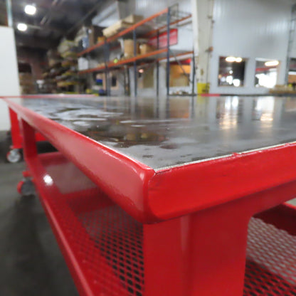 96" x 48" New Rolling Welding Table Work Bench 1" Steel Top W/ Shelf 34" Tall
