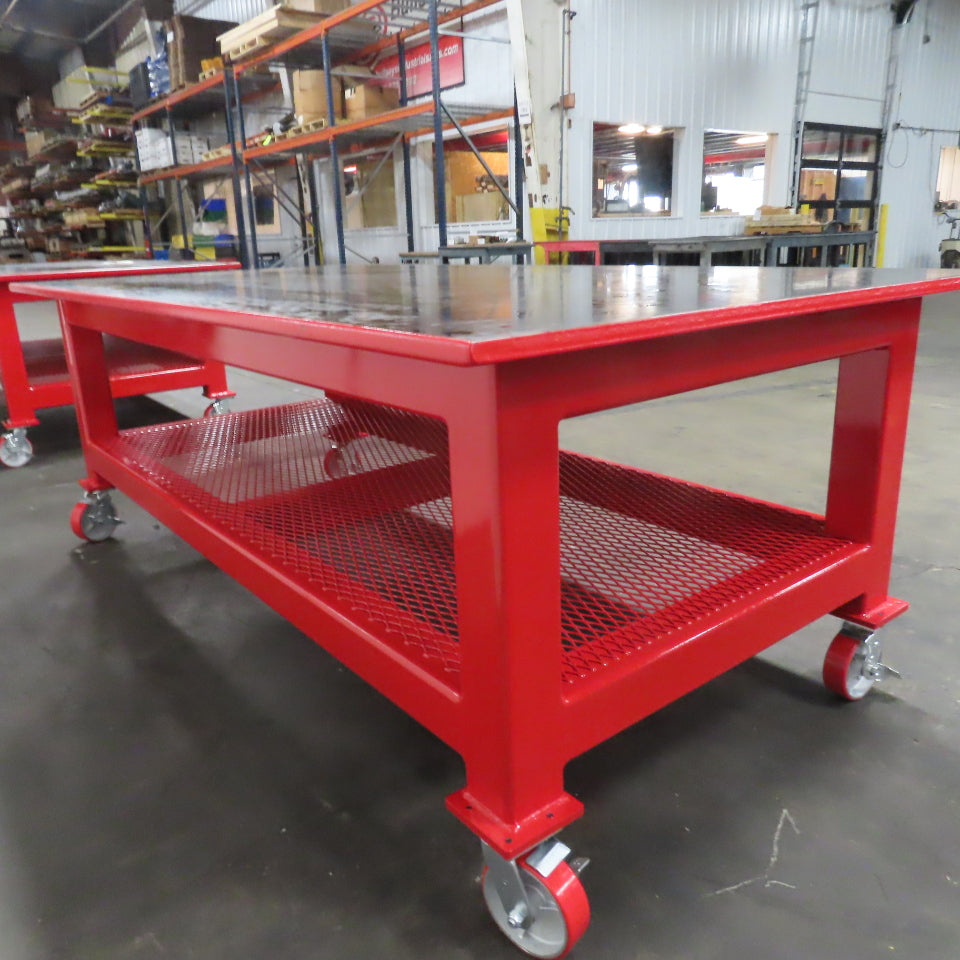 96" x 48" New Rolling Welding Table Work Bench 1" Steel Top W/ Shelf 34" Tall