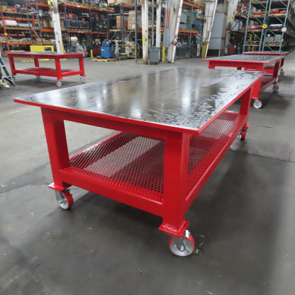 96" x 48" New Rolling Welding Table Work Bench 1" Steel Top W/ Shelf 34" Tall