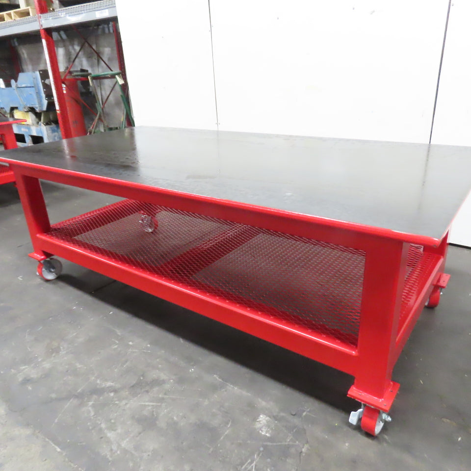 96" x 48" New Rolling Welding Table Work Bench 1" Steel Top W/ Shelf 34" Tall