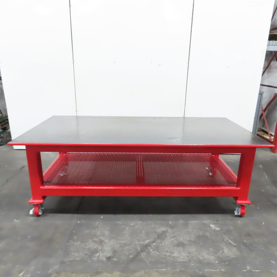 96" x 48" New Rolling Welding Table Work Bench 1" Steel Top W/ Shelf 34" Tall