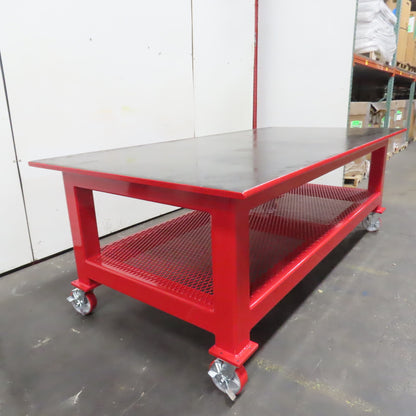 96" x 48" New Rolling Welding Table Work Bench 1" Steel Top W/ Shelf 34" Tall