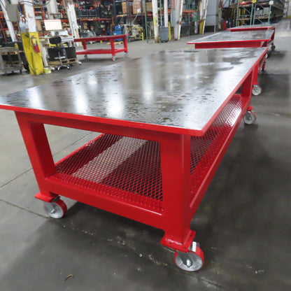 96" x 48" New Rolling Welding Table Work Bench 1" Steel Top W/ Shelf 34" Tall