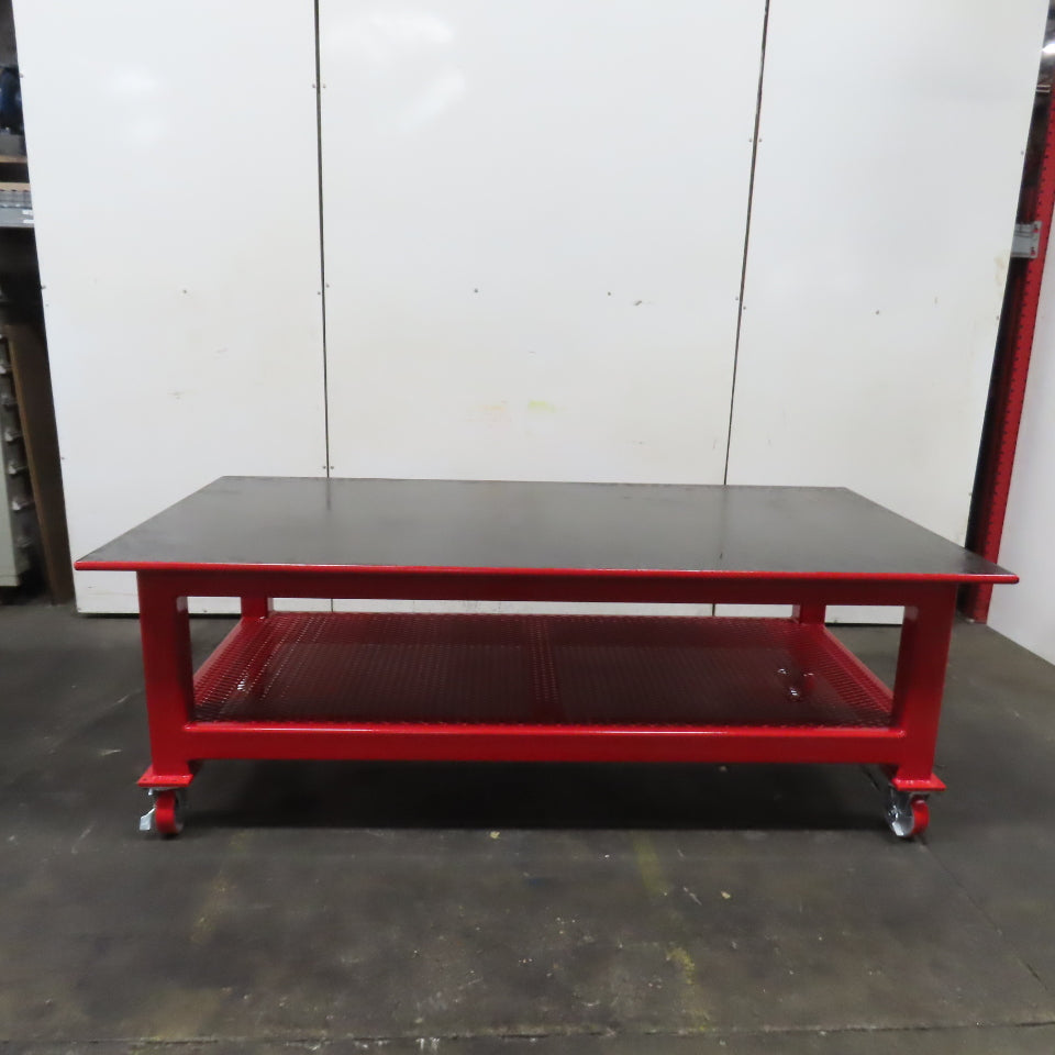 96" x 48" New Rolling Welding Table Work Bench 1" Steel Top W/ Shelf 34" Tall