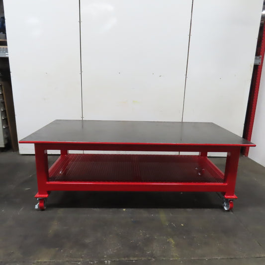 96" x 48" New Rolling Welding Table Work Bench 1" Steel Top W/ Shelf 34" Tall