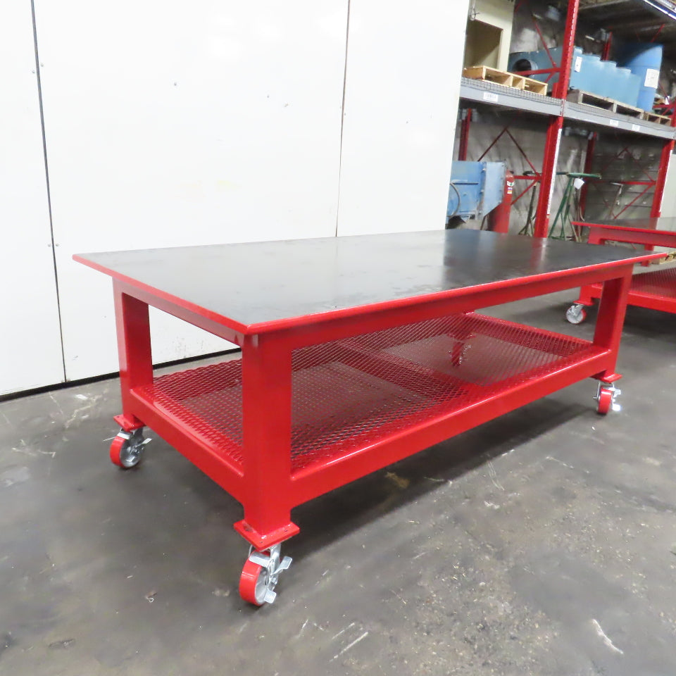 96" x 48" New Rolling Welding Table Work Bench 1" Steel Top W/ Shelf 34" Tall