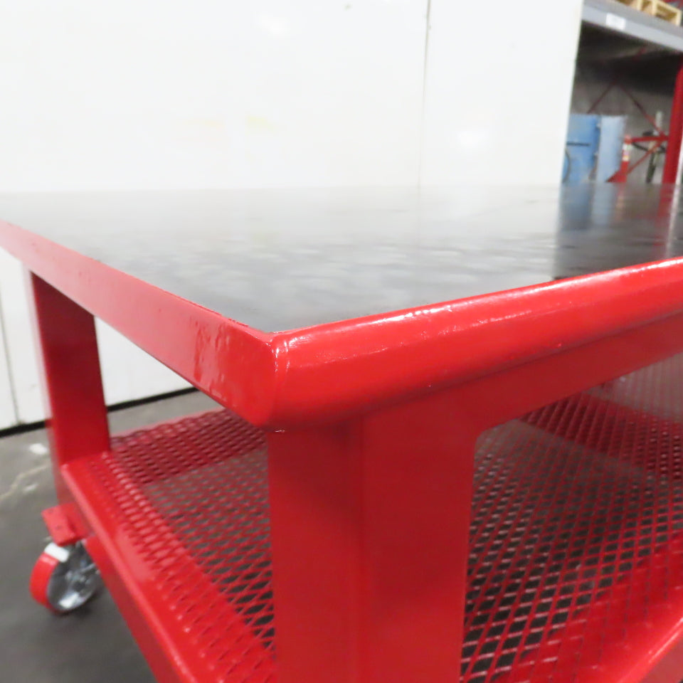 96" x 48" New Rolling Welding Table Work Bench 1" Steel Top W/ Shelf 34" Tall