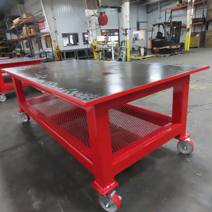 96" x 48" New Rolling Welding Table Work Bench 1" Steel Top W/ Shelf 34" Tall