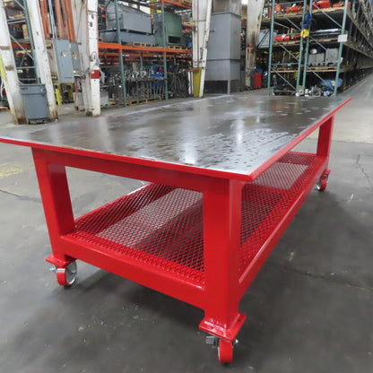 96" x 48" New Rolling Welding Table Work Bench 1" Steel Top W/ Shelf 34" Tall