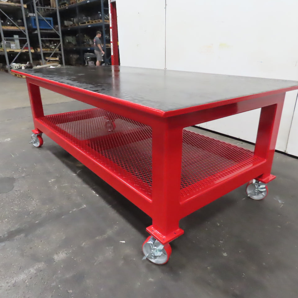 96" x 48" New Rolling Welding Table Work Bench 1" Steel Top W/ Shelf 34" Tall