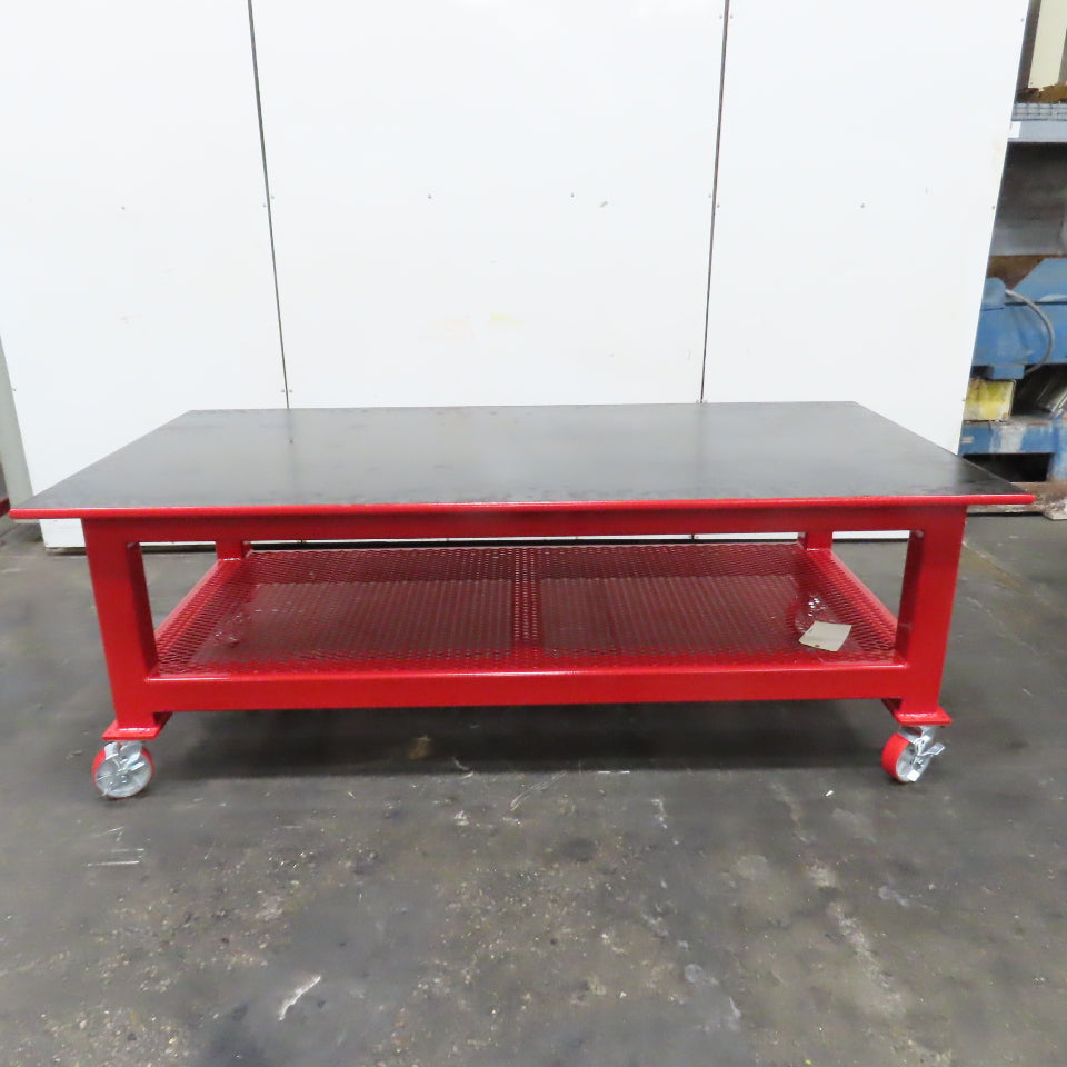 96" x 48" New Rolling Welding Table Work Bench 1" Steel Top W/ Shelf 34" Tall