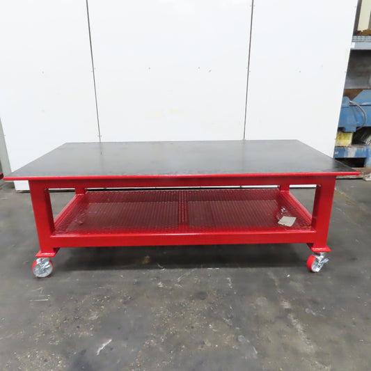 96" x 48" New Rolling Welding Table Work Bench 1" Steel Top W/ Shelf 34" Tall
