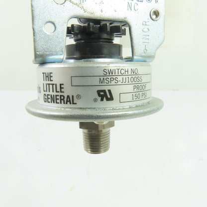 Barksdale MSPS-JJ100SS Adjustable Pressure Switch 10-100PSI SPDT 15A 125/250VAC