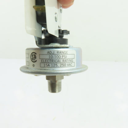 Barksdale MSPS-JJ100SS Adjustable Pressure Switch 10-100PSI SPDT 15A 125/250VAC