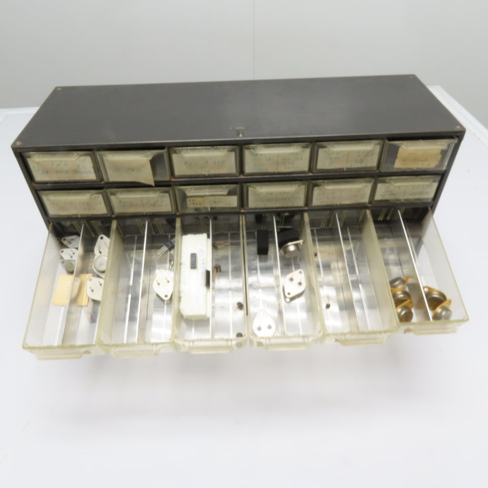 Parts Cabinet w/ Assorted Transistors TIP31 TIP32 2N3904 TO-3 TO-220