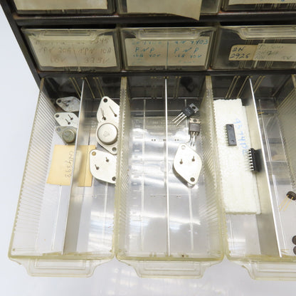 Parts Cabinet w/ Assorted Transistors TIP31 TIP32 2N3904 TO-3 TO-220