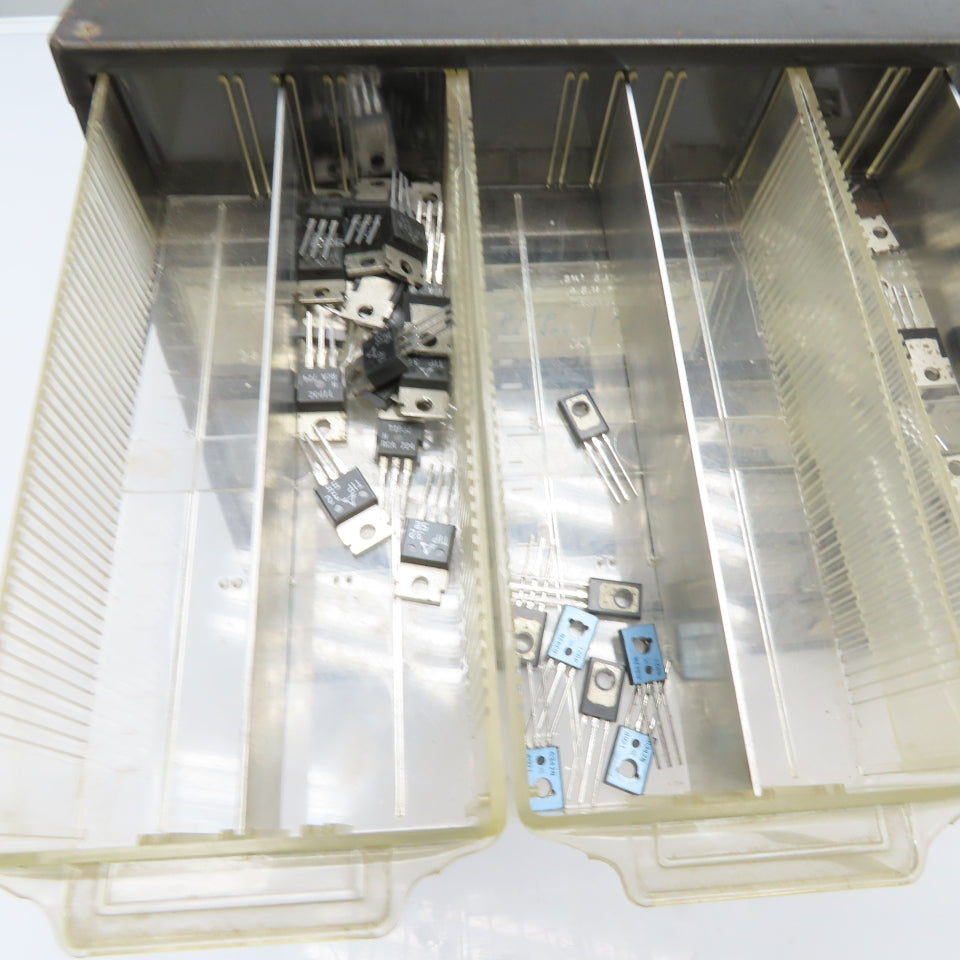 Parts Cabinet w/ Assorted Transistors TIP31 TIP32 2N3904 TO-3 TO-220