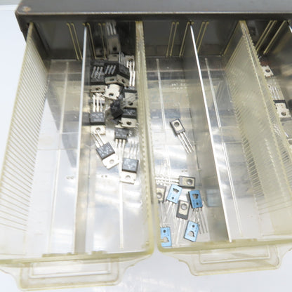 Parts Cabinet w/ Assorted Transistors TIP31 TIP32 2N3904 TO-3 TO-220