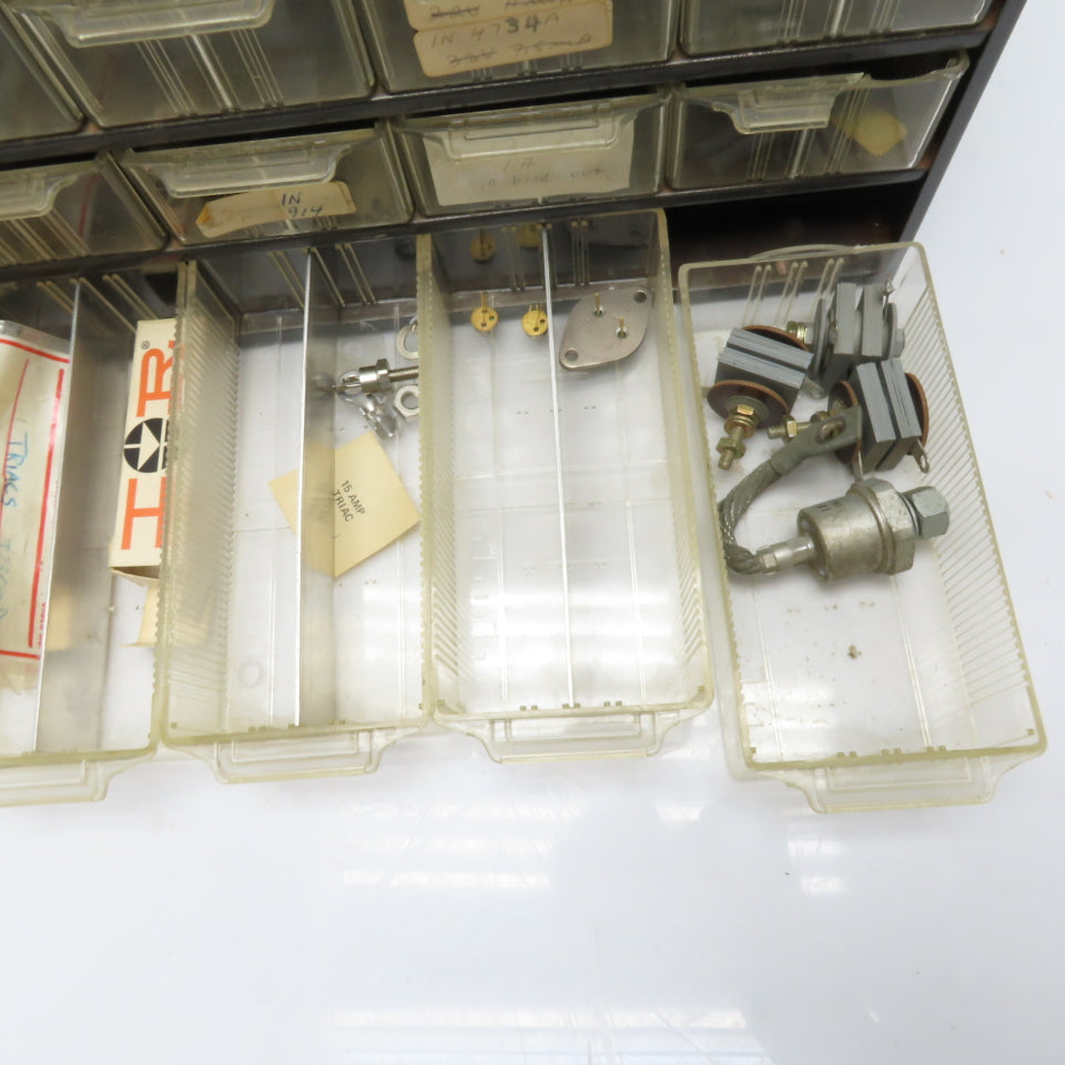 Parts Cabinet w/ Assorted Transistors TIP31 TIP32 2N3904 TO-3 TO-220