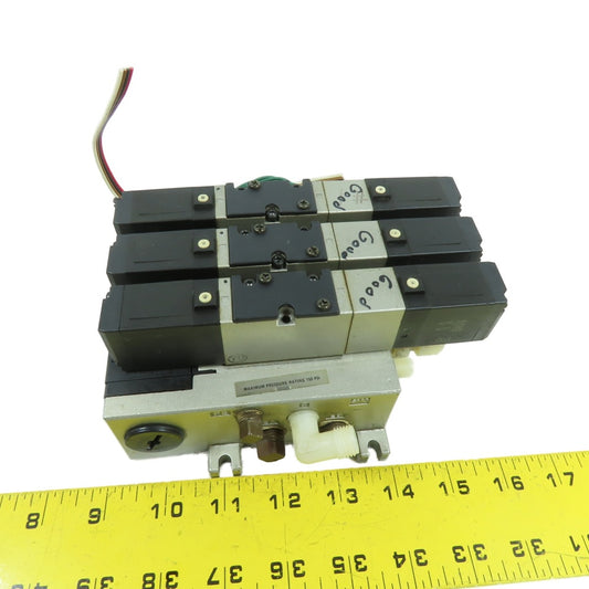 SMC NVFS2400-3F 3-Station 5-Port Pneumatic Solenoid Valve Manifold 110-120VAC