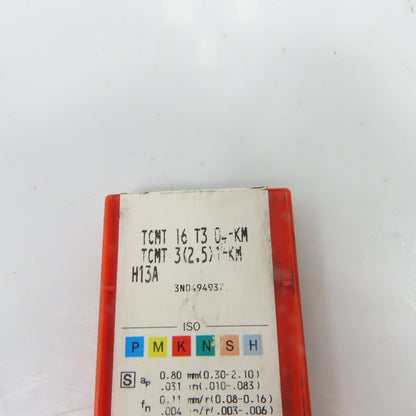 Sandvik TCMT 3(2.5)1-KM TCMT 16T3 04-KM H13A Carbide Turning Inserts Lot Of 8
