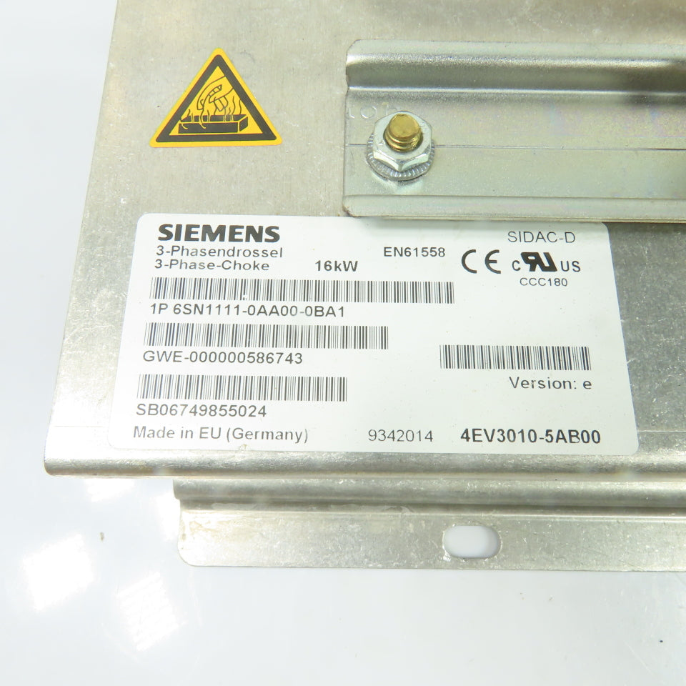 Siemens 6SN1111-0AA00-0BA1 16kW 3Ph Choke