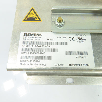 Siemens 6SN1111-0AA00-0BA1 16kW 3Ph Choke