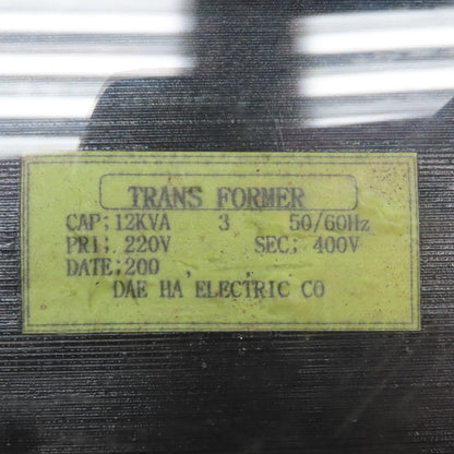 Dae Ha Electric N/A 12KVA 3Ph Transformer 220V/400V